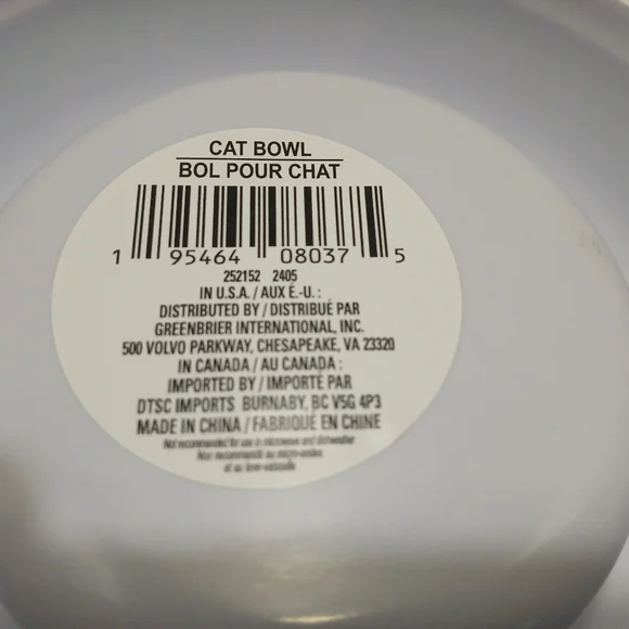 Cat Bowl with Fun Design - White and Teal - Picture 4 of 4